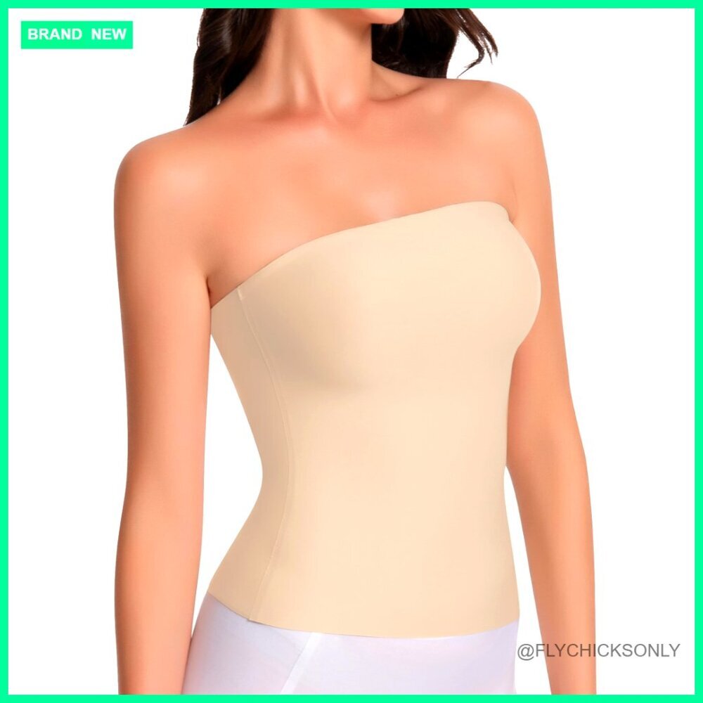 Seamless Strapless Tube Top Double Lined Air Touch Fabric Slim Fit Crop
